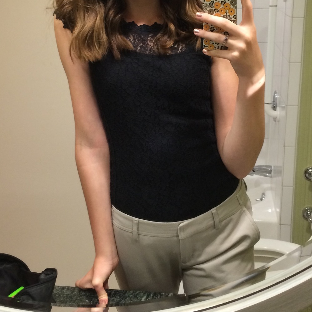 Black lace short sleeve top